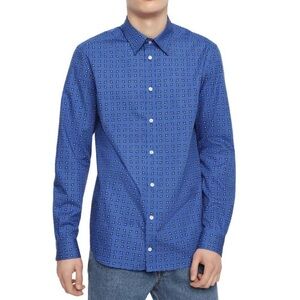 Diesel Blue Geometric Button Down Shirt